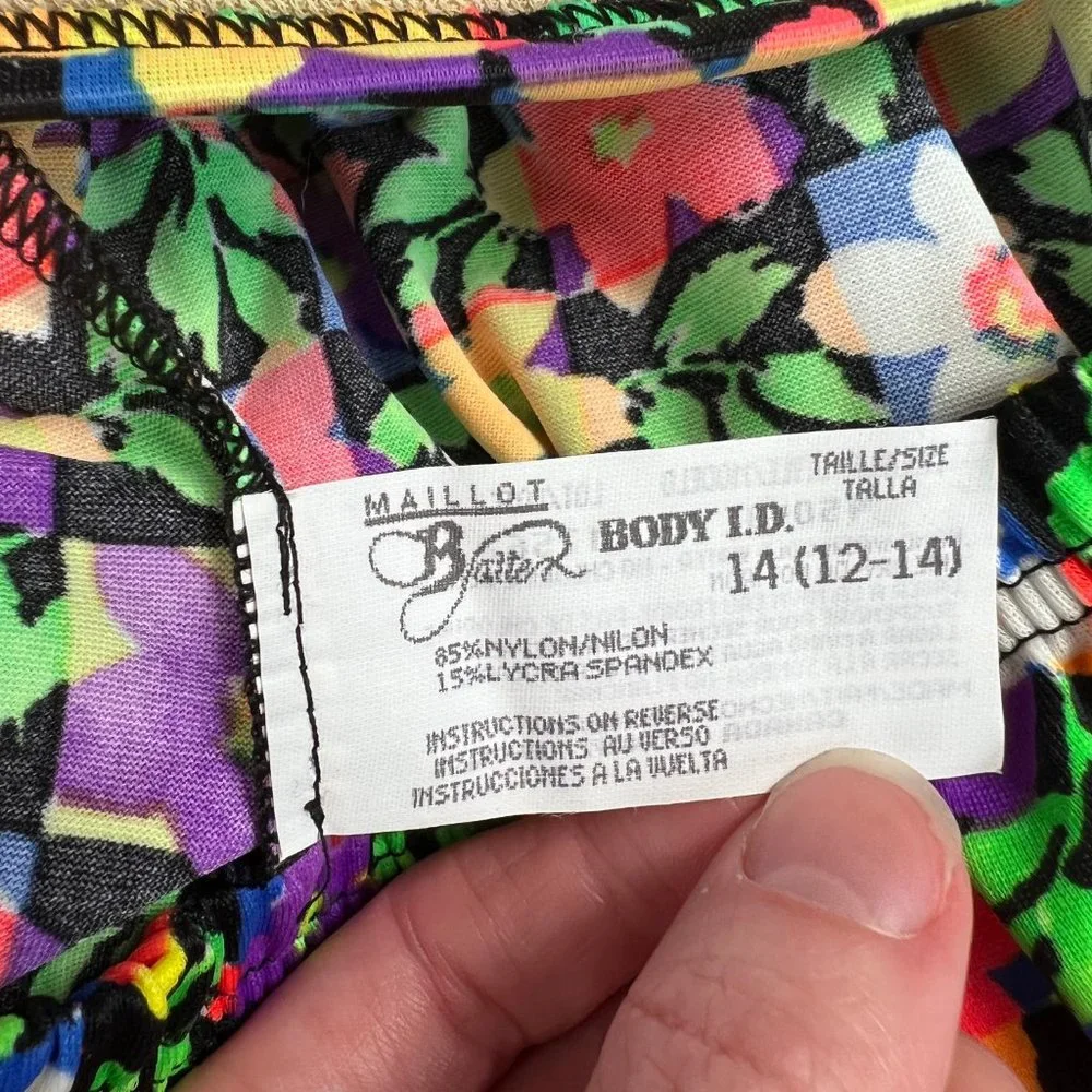 Vintage Floral Power Bikini Two Piece Triangle High Rise Shorts Cute Set 70s 80s - Picture 5 of 9